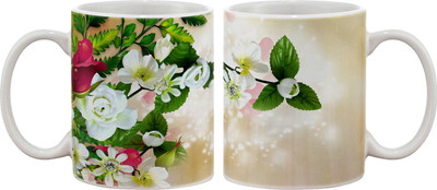 

Artifa Red And White Roses Porcelain, Ceramic Mug(350 ml), Multicolor