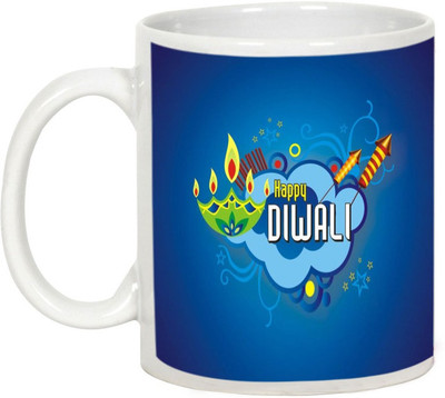 

AllUPrints Gifts For Diwali - Enjoy With Sweets And Snacks On Deepawali Ceramic Mug(325 ml), White