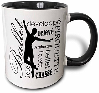 

3dRose Ballet Words and Terminology Two Tone Black, 11 oz, Black/White Ceramic Mug(60 ml), Multicolor