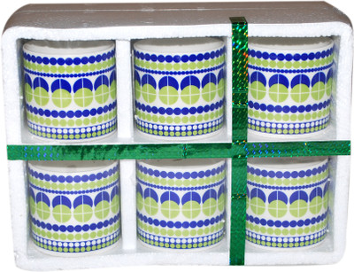 

Pearl Love Bone China(Green, Blue, Pack of 6)