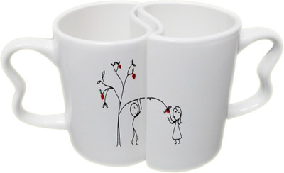 

Ucard Fruits of love CoupleMug Set Bone China, Ceramic, Porcelain Mug(325 ml, Pack of 2)