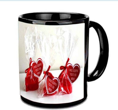 

Raj Laxmi 3 hearts gift valentine black Ceramic Mug(350 ml)
