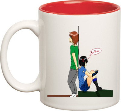 

Huppme Longdistance Relationship Inner Red Ceramic Mug(350 ml), Red;white