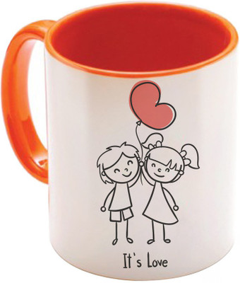 

SKY TRENDS Valentine Gift for Girlfriend Love Printed I Love U Forever Perfect for Her Him Wife Fiance Anniversary And Birthday STGD154 Ceramic Mug(325 ml), Orange