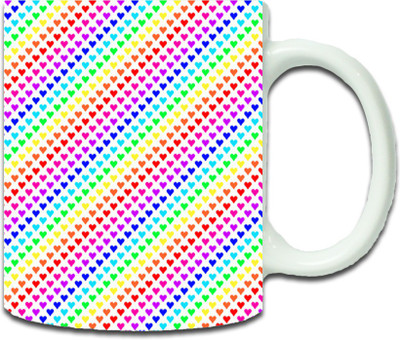 

Maison N Mode Colour Heart Pattern Coffee Ceramic Mug(330 ml), Multicolor
