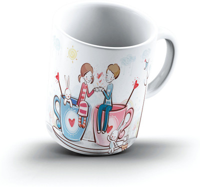 

Ucard Love Over Cup Of Tea1047 Bone China, Ceramic, Porcelain Mug(325 ml), Multicolor