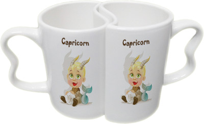 

Ucard Capricorn and Capricorn Zodiac Sign Couple Bone China, Ceramic, Porcelain Mug(325 ml), Multicolor