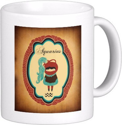 

Exoctic Silver Zodiac Signs Aquarius Ceramic Mug(300 ml), Multicolor
