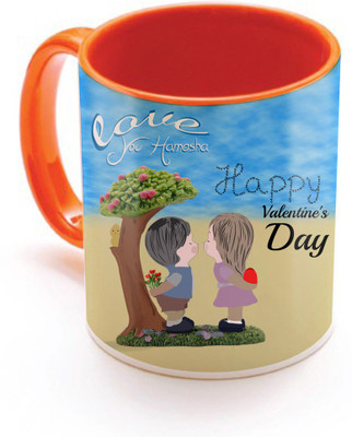 

SKY TRENDS Valentine Gift for Girlfriend Love Printed I Love U Forever Perfect for Her Him Wife Fiance Anniversary And Birthday STGD015 Ceramic Mug(325 ml), Orange