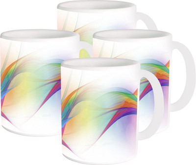 

Heyworlds gradient design 01 Ceramic Mug(325 ml, Pack of 4), Multicolor