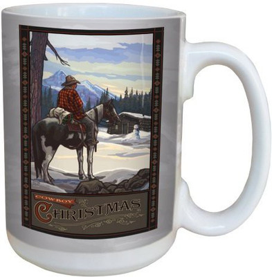 

Tree-Free Greetings Greetings 79360 Christmas Cowboy by Paul A. Lanquist Ceramic with Full-Sized Handle, 15-Ounce, Multicolored Ceramic Mug(60 ml), Multicolor