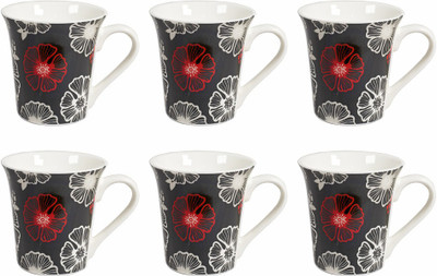 

La Platina Lp-E-216-CoffeeMugSet Bone China, Porcelain Mug(140 ml, Pack of 6), Multicolor