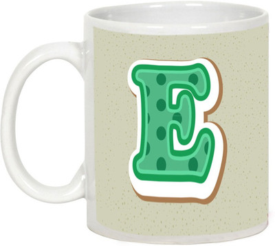 

AllUPrints Colorful Alphabet Letters "E" Ceramic Mug(325 ml), White