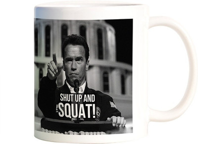 

Rangeele Inkers Shut Up And Sqat Ceramic Mug(300 ml), Multicolor
