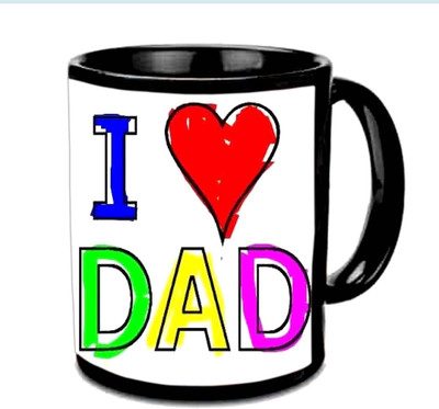 

Raj Laxmi I Love dad With Colorful Fonts Multicolor Ceramic Mug(350 ml), Black