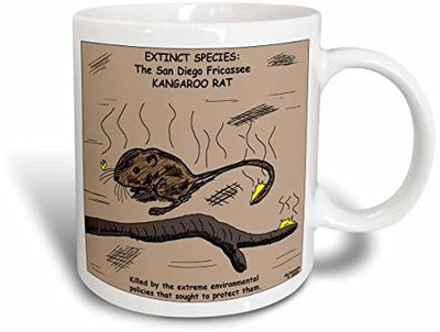 

3dRose San Diego Kangaroo Rat Extinct Ceramic, 11 oz, White Ceramic Mug(60 ml), Multicolor