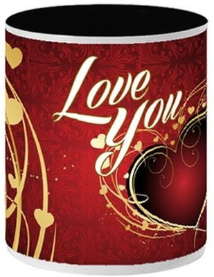 

Allthingscustomized Love You Ceramic (Painted Inside) Ceramic Mug, Multicolor