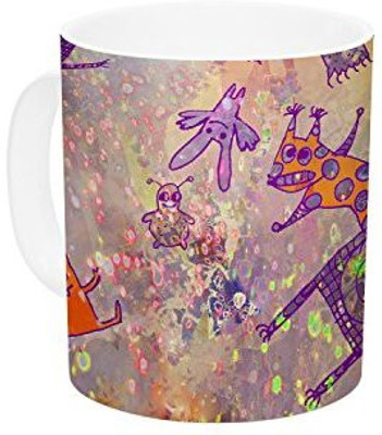 

Kess InHouse InHouse Marianna Tankelevich Levitating Monsters Orange Purple Ceramic Coffee, 11 oz, Multicolor Ceramic Mug(60 ml)