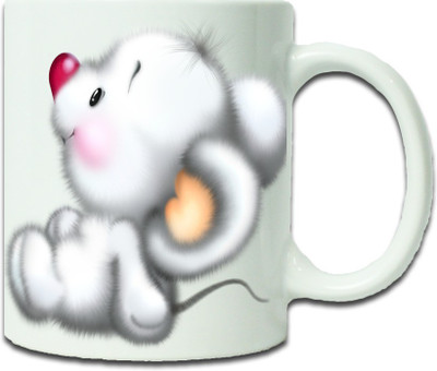 

Maison N Mode Red Nose Mouse Coffee Ceramic Mug(330 ml), Multicolor