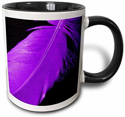 

3dRose mug_20643_4 Purple Feather Two Tone Black, 11 oz, Black/White Ceramic Mug(60 ml), Multicolor