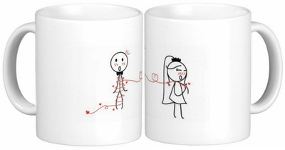 

Exoctic Silver Love Couple Anniversary 009 Ceramic Mug(300 ml, Pack of 2), Black;red;white