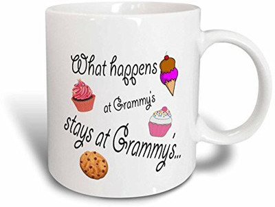 

3dRose mug_113686_1 What Happens At Grammy'S Stays At Grammy'S Ceramic, 11-Ounce Ceramic Mug(60 ml), Multicolor
