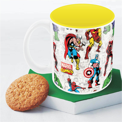

Marvel Comics all characters Officially Licensed Ceramic Mug(350 ml), Multicolor