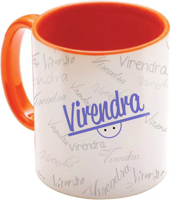 

SKY TRENDS Virendra Birthday Gift Orange Coffee 350 ML Ceramic Mug(350 ml), Multicolor