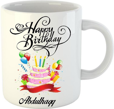 

HuppmeGift Happy Birthday Abdulhaqq White (350 ml) Ceramic Mug(350 ml)