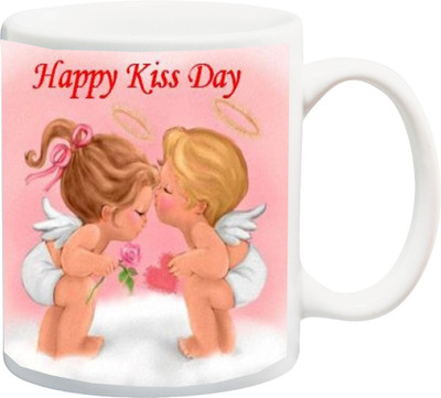 

ME&YOU Gift for happy Kiss Day with Couple Printed Ceramic Mug(325 ml), Multicolor