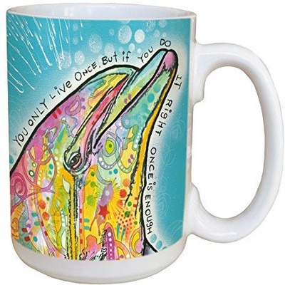 

Tree-Free Greetings Greetings 46189 Dean Russo Right Dolphin Ceramic with Full-Sized Handle, 15-Ounce Ceramic Mug(60 ml), Multicolor