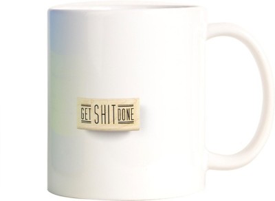 

Rangeele Inkers get Shit Done On Wood Ceramic Mug(300 ml), Multicolor