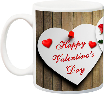

ME&YOU Gift for Husband/Wife;Happy Valentine's Day I Love You Printed Ceramic Mug(325 ml), Multicolor