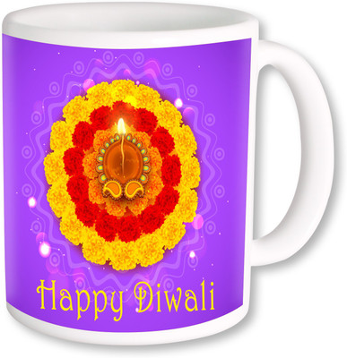 

PhotogiftsIndia Red And Yellow Rangoli With Happy Diwali Coffee Ceramic Mug(325 ml), Multicolor