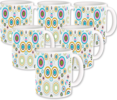 

Heyworlds Gifts for Pattern Design set of six 03 Ceramic Mug(325 ml, Pack of 6), Multicolor
