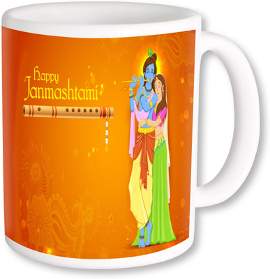 

PhotogiftsIndia Krishna Janmashtami With Radha Ceramic Mug(325 ml), Multicolor