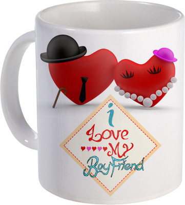 

SKY TRENDS I Love My Boyfriend Wonderful Ceramic Gift for Wonderful Day VAlentine Day Design (42) Ceramic Mug(320 ml), White