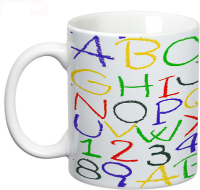 

Prithish Alphabets & Numbers Ceramic Mug(330 ml), Multicolor