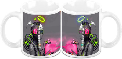 

Homesogood Valentine's Day Heart Beats (Set Of 2) Ceramic Mug(325 ml, Pack of 2)