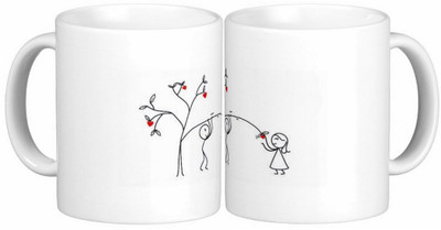 

Exoctic Silver Love Couple Anniversary 006 Ceramic Mug(300 ml, Pack of 2), Black;red;white