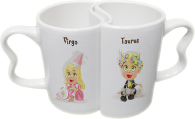 

Ucard Virgo and Taurus Zodiac Sign Valentines Day Couple Bone China, Ceramic, Porcelain Mug(325 ml), Multicolor