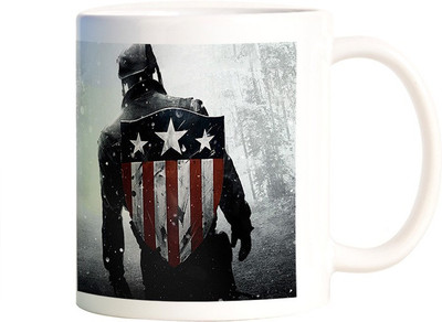 

Rangeele Inkers Captain America Vintage Shield Ceramic Mug(300 ml), Multicolor