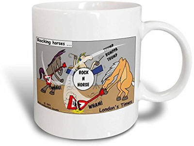 

3dRose Rocking Horse Ceramic, 15 oz, White Ceramic Mug(60 ml), Multicolor