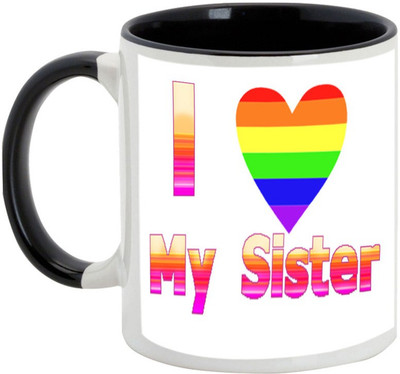 

AllUPrints Gift For Bahiya Dooj/ Brother/ Sister - Colorful I Love My Sister Black Ceramic Mug(325 ml)