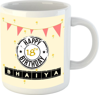

HuppmeGift Happy Birthday Bhaiya White Ceramic Mug(350 ml)