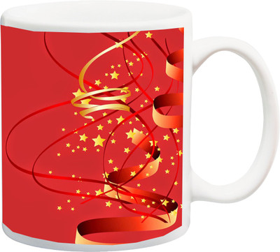 

ME&YOU Gift for Happy New Year red printed Ceramic Mug(325 ml), Multicolor