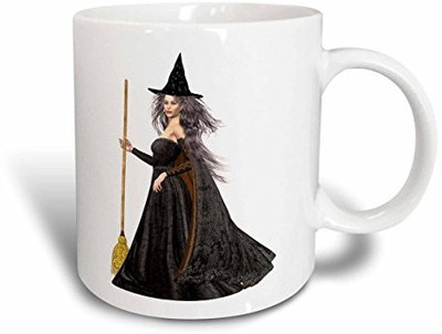 

3dRose Halloween Witchy Woman Ceramic, 11 oz, White Ceramic Mug(60 ml), Multicolor