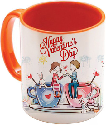 

SKY TRENDS Valentine Gift for Girlfriend Love Printed I Love U Forever Perfect for Her Him Wife Fiance Anniversary And Birthday STGD057 Ceramic Mug(325 ml), Orange