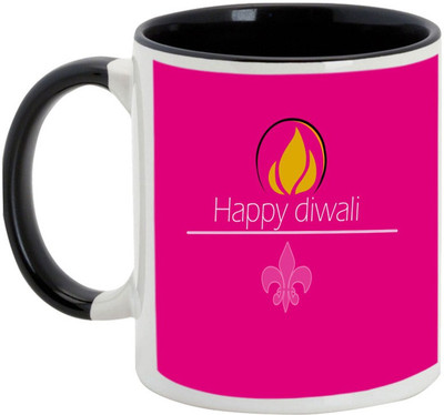 

AllUPrints Diwali Gifts - Have A Joyous Deepawali Ceramic Mug(325 ml), Black