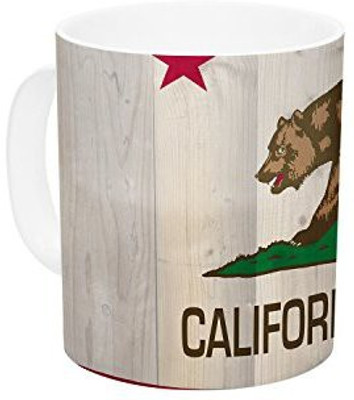 

Kess InHouse InHouse Bruce Stanfield California Flag Wood Brown Ceramic Coffee, 11 oz, Multicolor Ceramic Mug(60 ml)